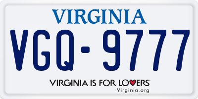 VA license plate VGQ9777