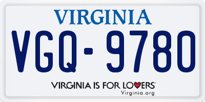 VA license plate VGQ9780