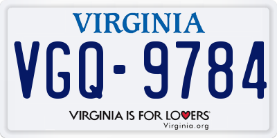VA license plate VGQ9784