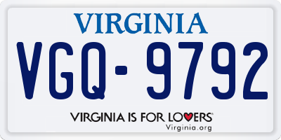 VA license plate VGQ9792