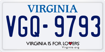 VA license plate VGQ9793