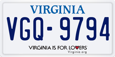 VA license plate VGQ9794