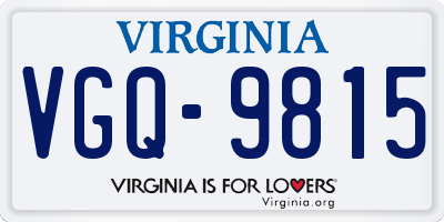 VA license plate VGQ9815