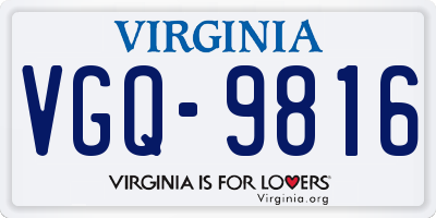 VA license plate VGQ9816