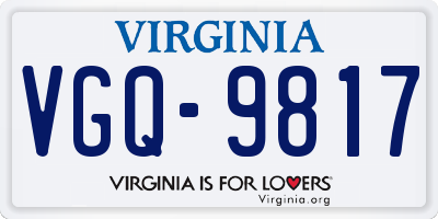 VA license plate VGQ9817