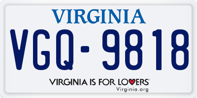 VA license plate VGQ9818