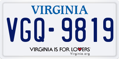 VA license plate VGQ9819