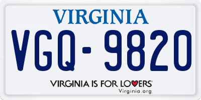 VA license plate VGQ9820