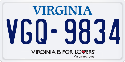 VA license plate VGQ9834