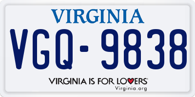 VA license plate VGQ9838
