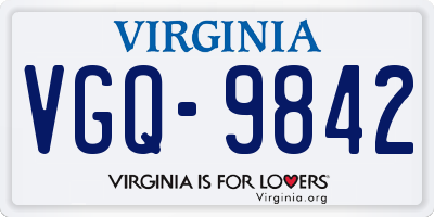 VA license plate VGQ9842