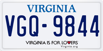 VA license plate VGQ9844