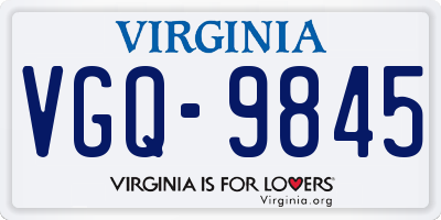 VA license plate VGQ9845