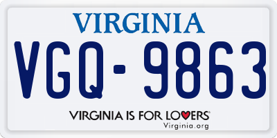 VA license plate VGQ9863
