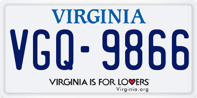VA license plate VGQ9866