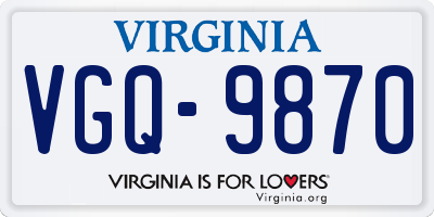 VA license plate VGQ9870