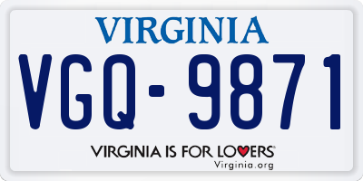 VA license plate VGQ9871