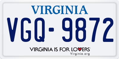 VA license plate VGQ9872