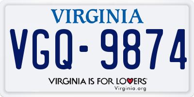 VA license plate VGQ9874