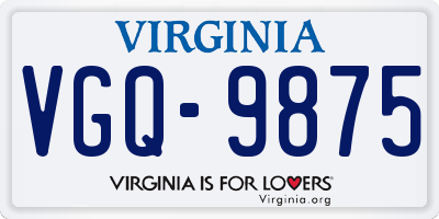 VA license plate VGQ9875