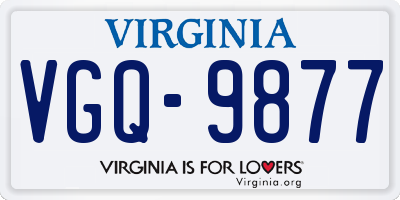 VA license plate VGQ9877