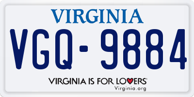 VA license plate VGQ9884