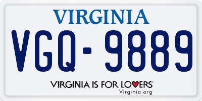 VA license plate VGQ9889