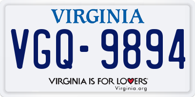 VA license plate VGQ9894