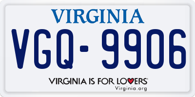 VA license plate VGQ9906