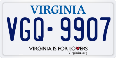 VA license plate VGQ9907