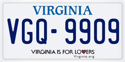 VA license plate VGQ9909
