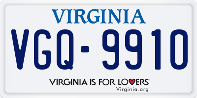 VA license plate VGQ9910