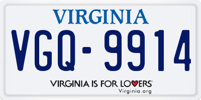 VA license plate VGQ9914
