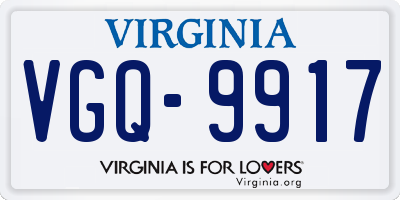 VA license plate VGQ9917
