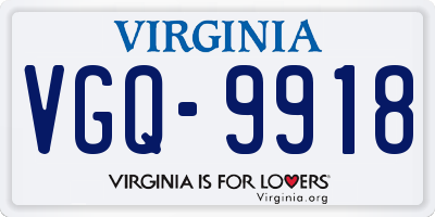 VA license plate VGQ9918