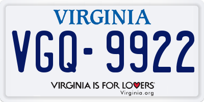 VA license plate VGQ9922