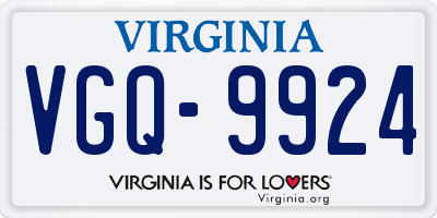 VA license plate VGQ9924
