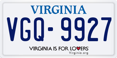 VA license plate VGQ9927