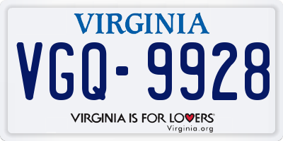 VA license plate VGQ9928