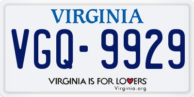 VA license plate VGQ9929