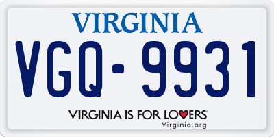 VA license plate VGQ9931
