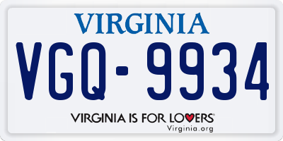 VA license plate VGQ9934