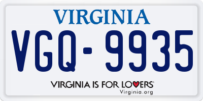 VA license plate VGQ9935