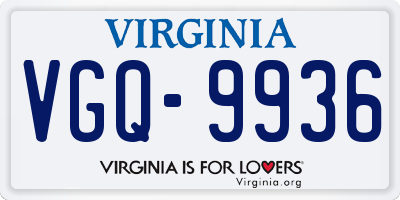 VA license plate VGQ9936