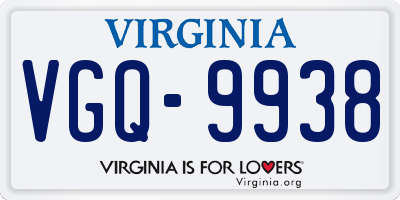 VA license plate VGQ9938