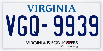 VA license plate VGQ9939