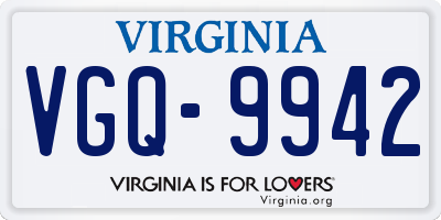 VA license plate VGQ9942