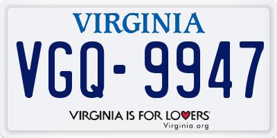 VA license plate VGQ9947