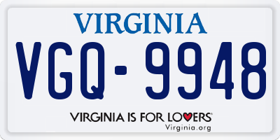 VA license plate VGQ9948