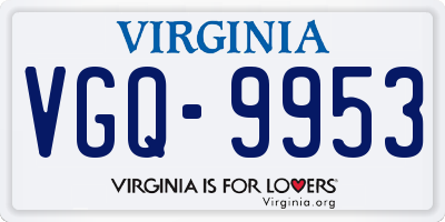 VA license plate VGQ9953